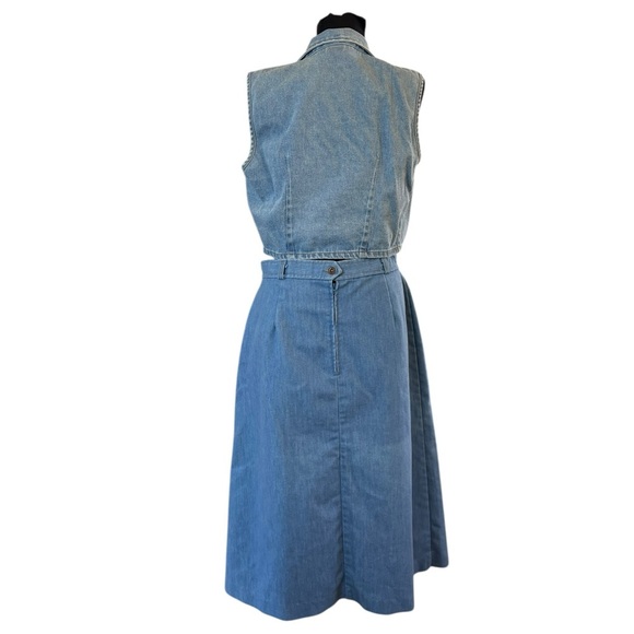 Vintage “Tickets” Blue Denim Crop Denim Vest Top - Picture 7 of 16